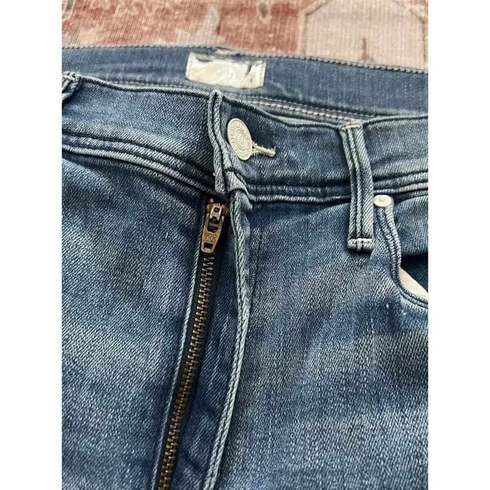 Mother The Weekender Fray Graffiti Girl Flare Jeans Distressed Stretch Size 30 - Picture 4 of 12